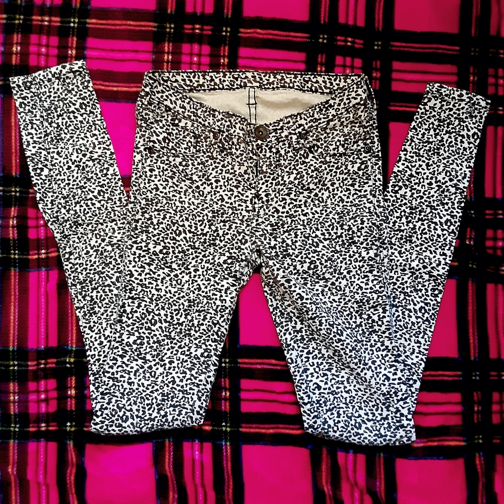 Dr Denim Black and White Leopard Print Low Rise Skinny Jeans/Jeggings Size S